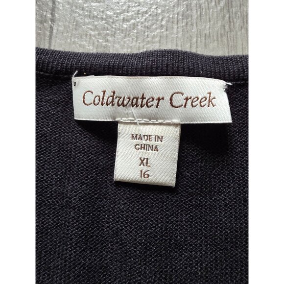 Coldwater Creek Black Silk Cotton Ruffle Sweater  XL NWT - Picture 5 of 9